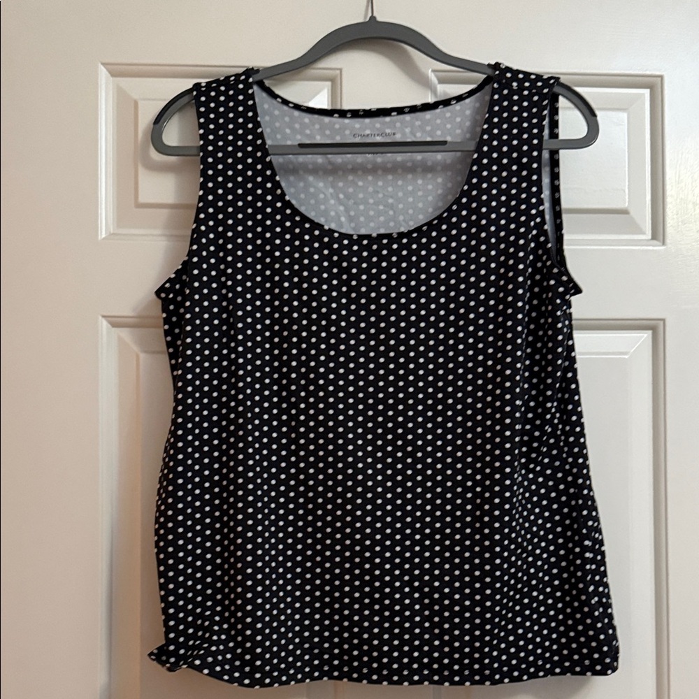 Charter Club Black and White Polka Dot Tank Top